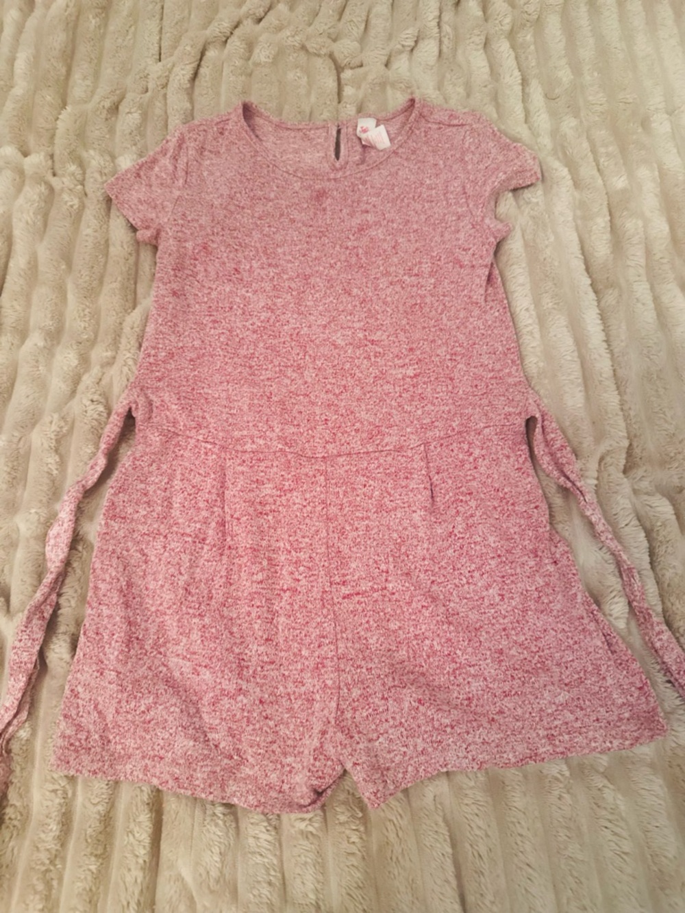 Justice Pink Heathered Short Sleeve Romper